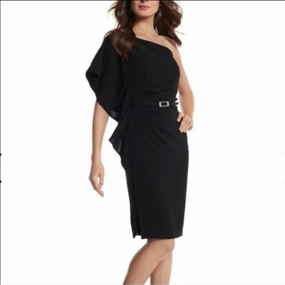 White house black market one shoulder black dress